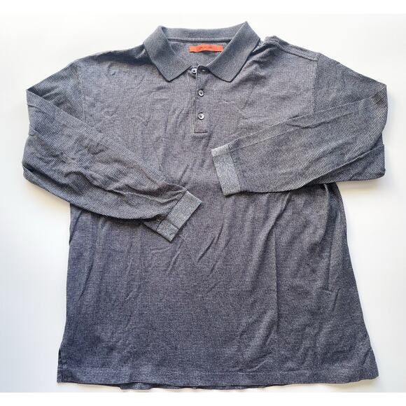 Axis Gray and Black Patterned Long Sleeve Mercerized Cotton Polo Shirt Size XL - Picture 1 of 6